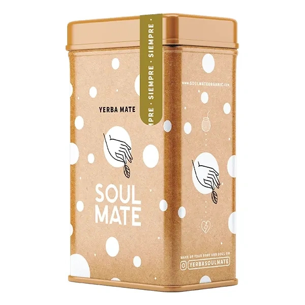 Yerbera – Lata metálica + Soul Mate Orgánica Siempre 0,5 kg