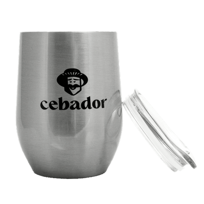 TermoLid – copo térmico para erva mate com tampa – Cebador (prateado) – 350 ml