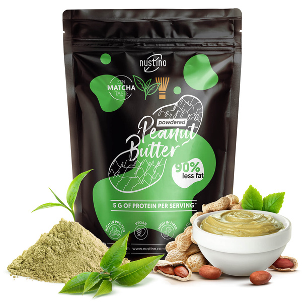 Conjunto de manteiga de amendoim em pó Nustino: Raspberry + Salted Caramel + Matcha 3x400g