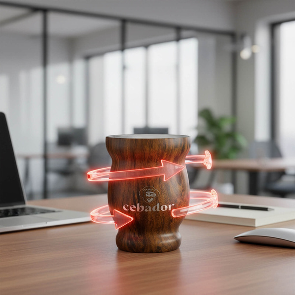 TermoMate Cebador – copo térmico para yerba mate – 190 ml (cor madeira)