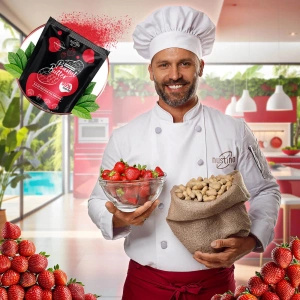 Nustino – Manteiga de amendoim em pó – Strawberry (sem adição de açúcar) 400 g