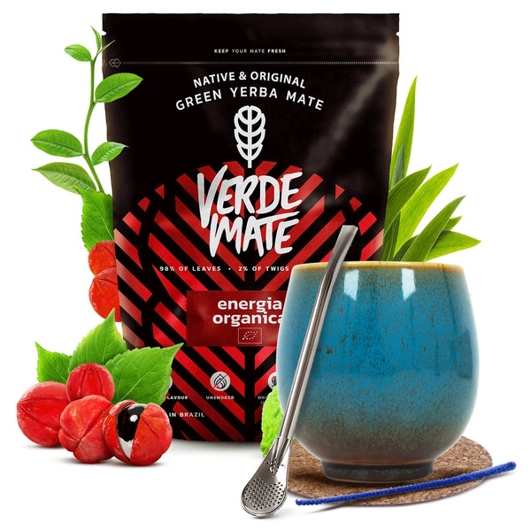 Conjuto de Erva Mate Verde Mate 400g 0,4kg Calabaza + Bombilla