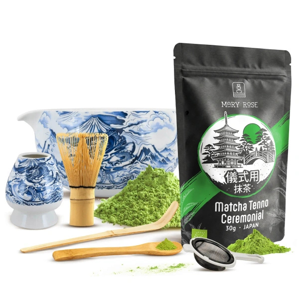 Conjunto cerimonial para preparar chá matcha: matcha BIO japonesa 30g + acessórios