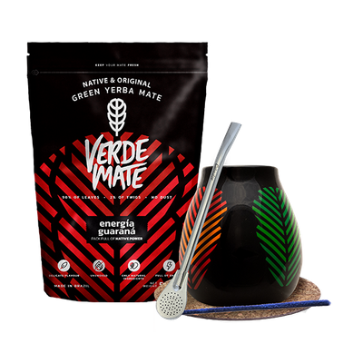 Conjuto de Erva Mate: Verde Mate Energía Guaraná 500g + Calabaza + Bombilla
