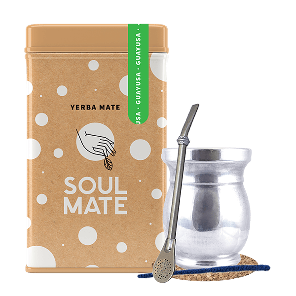 Set Yerbera Yerba Mate Soul Mate Guayusa 0.5kg Palo Santo