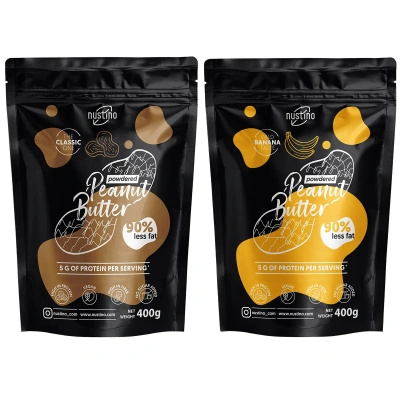 Conjunto de manteiga de amendoim em pó Nustino: Classic + Banana 2x400g