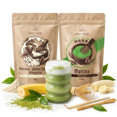 Kit para Matcha Latte colorido: Matcha + White Matcha + acessórios