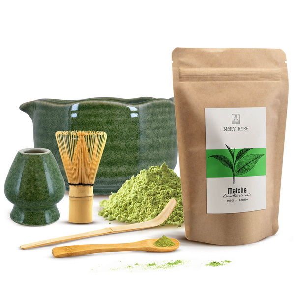 Conjunto de preparação de chá Matcha: matcha 100g + acessórios
