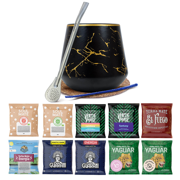 Conjunto Yerba Mate: amostras 10x50g Calabaza + Bombilla
