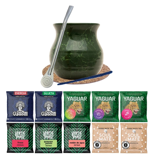 Set Mate Tea Verde Mate Green 500g Mate Gourd 10x50g