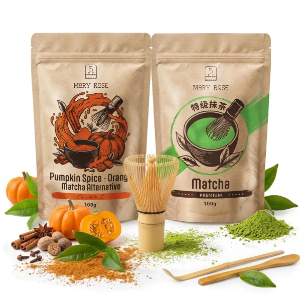 Kit para Matcha Latte colorido: Matcha + Orange Matcha + acessórios