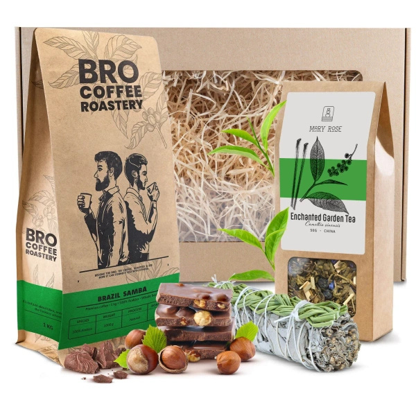 Conjunto de oferta de Café em Grão Bro Coffee Roastery + Chá + Sálvia Branca Incenso