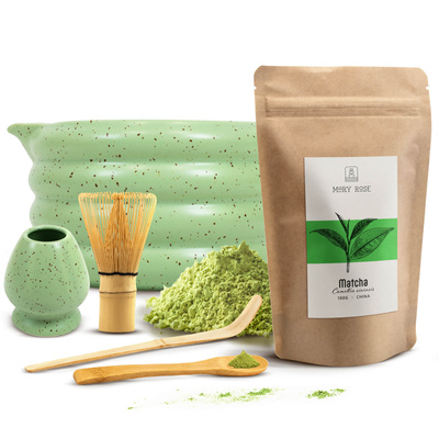 Conjunto de preparação de chá Matcha: matcha 100g + acessórios