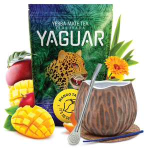 Conjuto de Erva Mate Yaguar 500g 0,5kg Calabaza + Bombilla