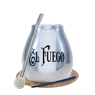Yerba Mate BIG calabash bombilla silver El Fuego