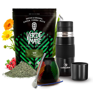Conjuto de Erva Mate Verde Mate IPA 500g 0,5kg Yerbomos + Calabaza + Bombilla
