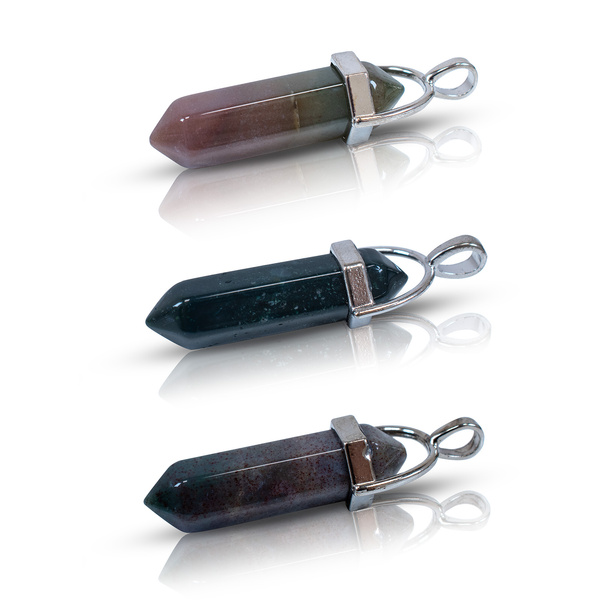 Pingente com ágata indiana em saquinho + corrente