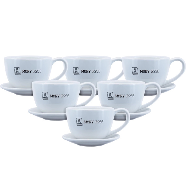 SET OF 6 CUPS WITH SAUCERS, COFFEE, TEA