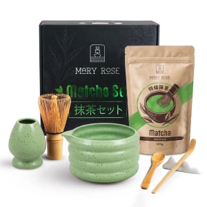 Conjunto-presente: matcha premium + matchawan + acessórios de bambu