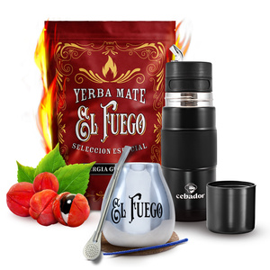 Conjuto de Erva Mate El Fuego Energia 500g 0,5kg Yerbomos + Calabaza + Bombilla