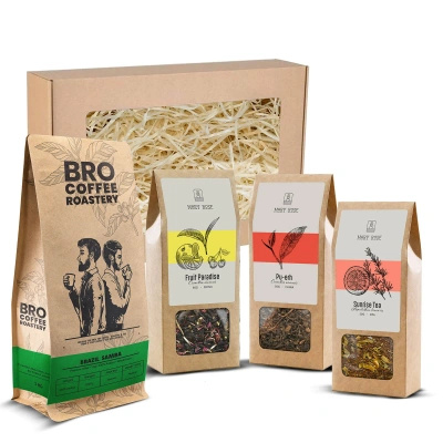 Conjunto de oferta com café Bro Coffee Roastery e chá Mary Rose