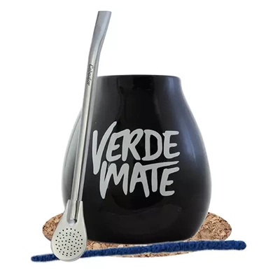 Black Verde Mate gourd + bombilla set