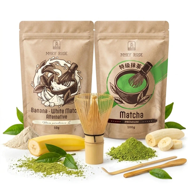 Kit para Matcha Latte colorido: Matcha + White Matcha + acessórios
