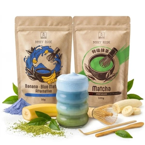 Kit para Matcha Latte colorido: Matcha + Blue Matcha + acessórios