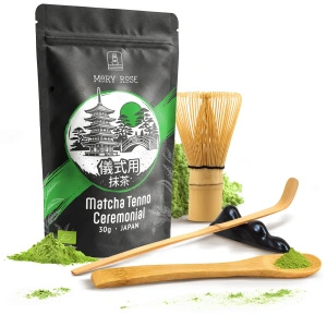 Conjunto cerimonial para preparar chá matcha: matcha BIO japonesa 30g + acessórios