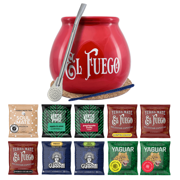 Yerba Mate Set 10x50g Calabash Bombilla 500g