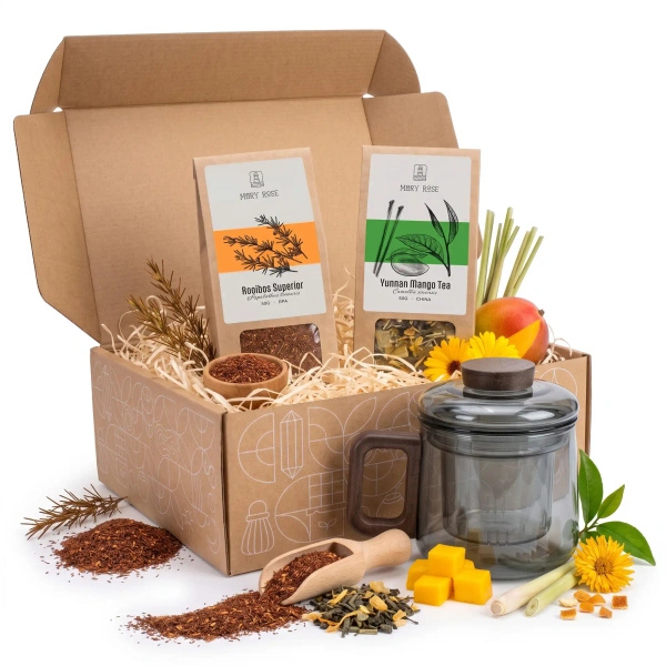 Conjunto-presente de chás soltos Mary Rose 2x50g + chávena com infusor