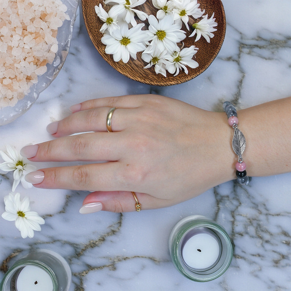 Pulseira Mala com rodonite e quartzo fumado