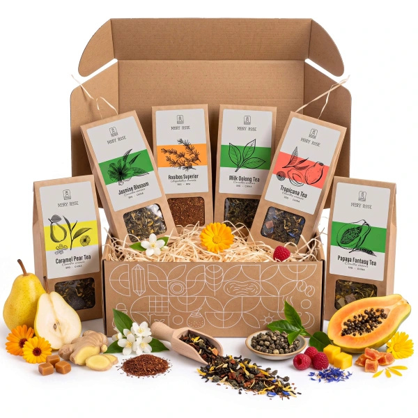 Conjunto-presente de chás de folhas Mary Rose: sabores variados 6x50g
