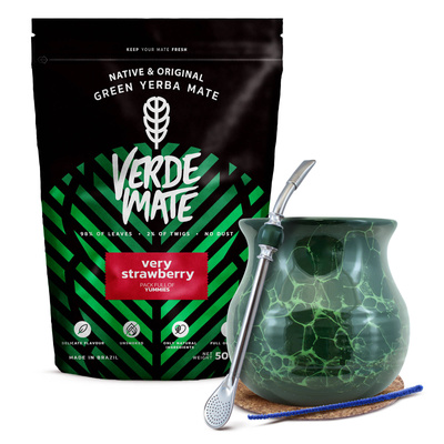 Conjuto de Erva Mate Verde Mate 500g Calabaza + Bombilla