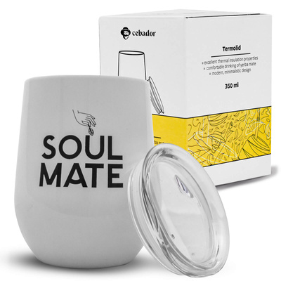 TermoLid – copo térmico para erva mate com tampa – Soul Mate (branco) – 350 ml