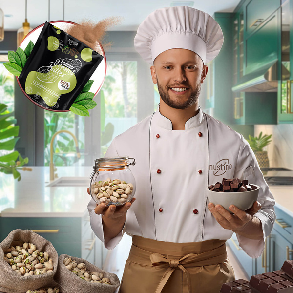 Nustino – Manteiga de amendoim em pó – Pistachio & Chocolate (sem adição de açúcar) 400 g