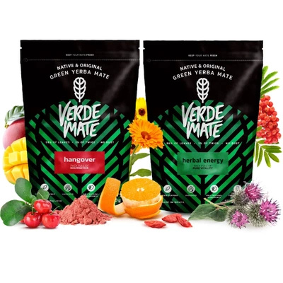 Conjuto de Erva Mate: Verde Mate Herbal Energy + Hangover 2x500g
