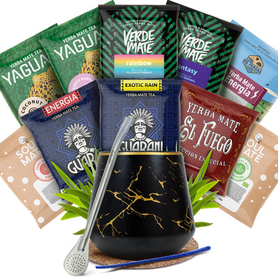 Conjunto Yerba Mate: amostras 10x50g Calabaza + Bombilla