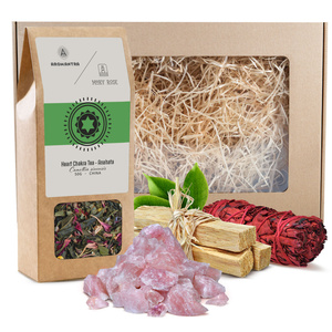 Conjunto de oferta para Chacra Cardíaco (Anahata): chá de chakra + incenso + quartzo Rosa