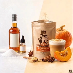 Conjunto para Pumpkin Spice Latte: café Bro Coffee Roastery Brazil Cerrado 1kg + Pumpkin Spice Latte Mix 100g