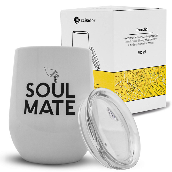 TermoLid – copo térmico para erva mate com tampa – Soul Mate (branco) – 350 ml