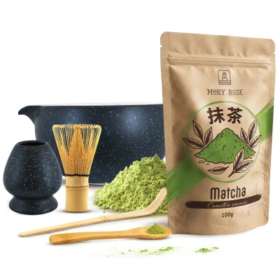 Conjunto de preparação de chá Matcha: matcha 100g + acessórios