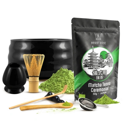 Conjunto cerimonial para preparar chá matcha: matcha BIO japonesa 30g + acessórios