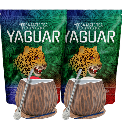 Yerba Mate set for two Bombilla Matero cocos