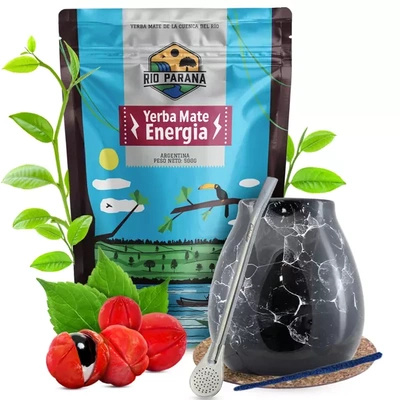 Conjuto de Erva Mate Rio Parana Energia Calabaza + Bombilla 500g