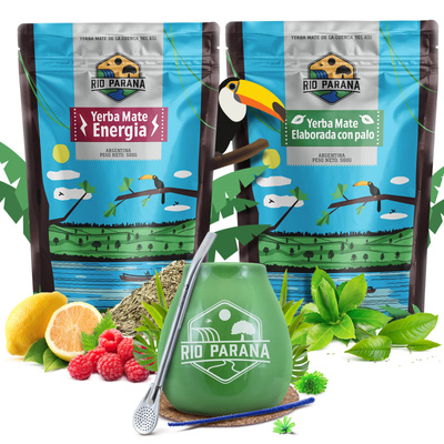 Conjuto de Erva Mate Rio Parana Energia Elaborada 2x500g + acessórios