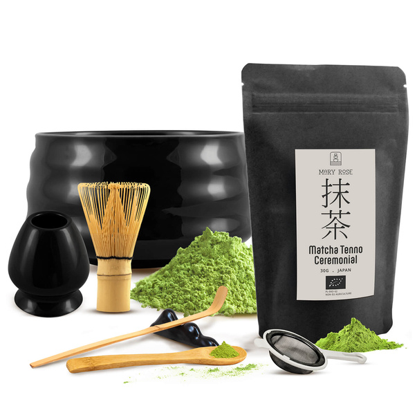 Conjunto cerimonial para preparar chá matcha: matcha BIO japonesa 30g + acessórios