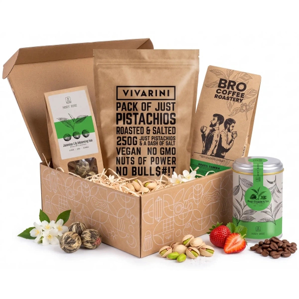 Conjunto Presente com Café e Chá + Pistácios Torrados e Salgados