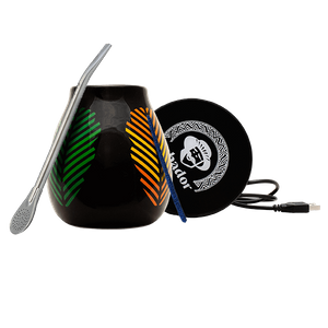 Conjunto de Acessórios para Erva Mate: aquecedor de chávena USB + Calabaza + Bombilla