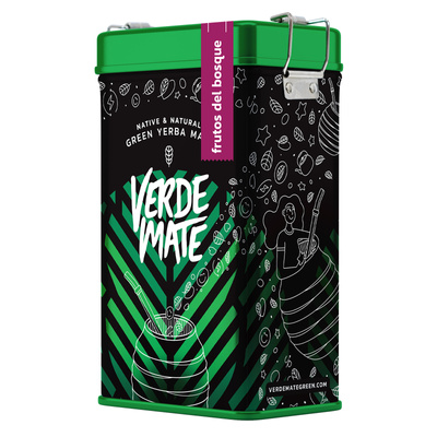 Yerbera – Lata metálica + Verde Mate Green Frutos del Bosque 0,5 kg